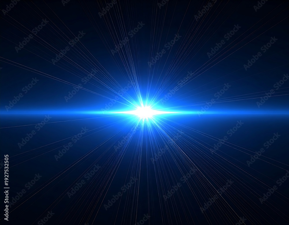 Obraz premium A bright blue light shines against a dark background