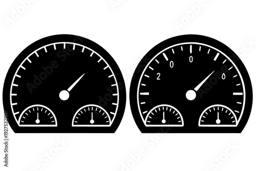 Auto Dashboard Speedometer Gauge Silhouette Vector Illustration