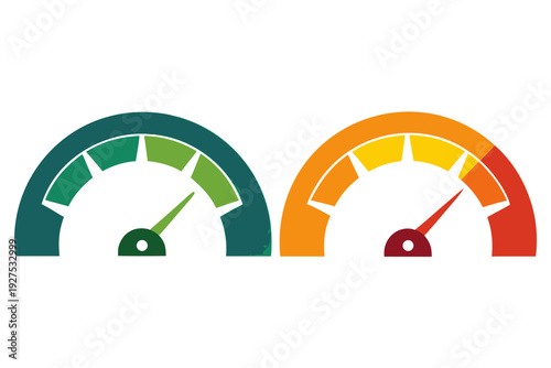 Speedometer Gauge Silhouette Vector Illustration Isolated on White Background
