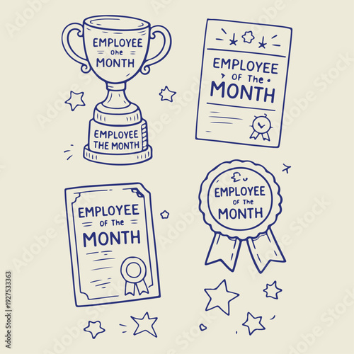 Employee of the Month Award Illustrations.