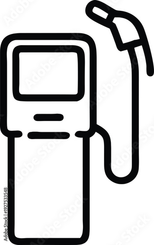 Gas pump icon outline vector graphic for fueling and energy with pump with icon with outline