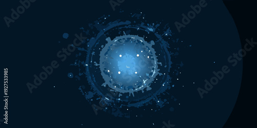 Abstract glowing oval shape with a dark blue speckled background