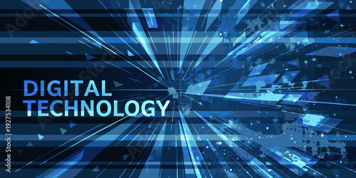 Abstract digital technology background with radiating light streaks