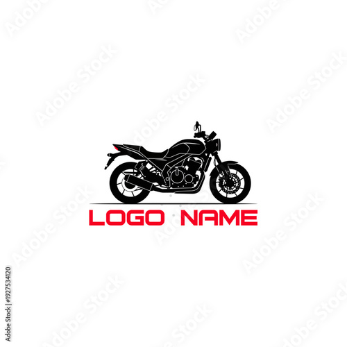 Dynamic Sport Motorcycle Silhouette for Biker Club and Automotive Brand White Background. Vector Logo Design.