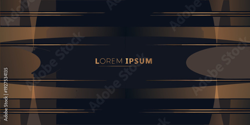 Abstract golden lines and shapes on a dark black background