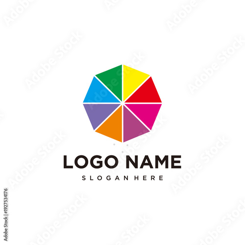 Free Download Minimalist Colorful Octagon Prism Icon for Creative Studio Identity White Background. Vector Logo Design. - GFXLoad