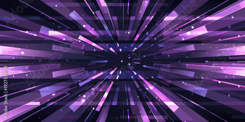 Abstract purple and black streaks converge towards a vanishing point