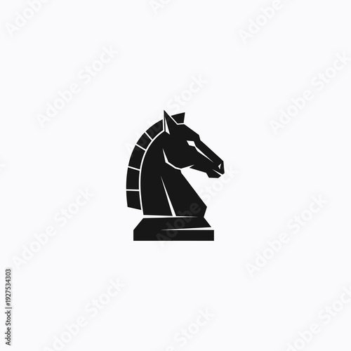 Minimalist Black Knight Chess Piece Icon for Strategy and Consulting Brand White Background Vector Logo Design.