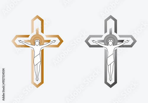 Metal Cross Illustration for Christian Decor Jesus