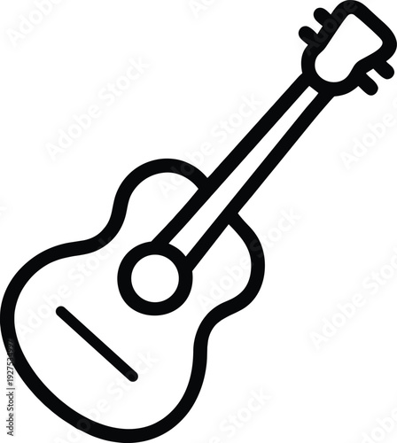 Acoustic guitar icon outline, string instrument graphic, guitar, icon, outline, music