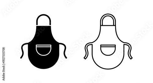 Chef Apron Icons: Silhouette and Line Art for Cooking and Baking