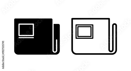Simple black and white newspaper icons, solid and outline styles, news concept