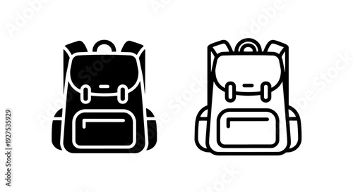 Backpack Icons: Solid and Outline Vector Graphics for Travel and Hiking