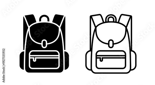 Stylish Backpack Icons: Solid and Outline Versions for Adventure and Travel