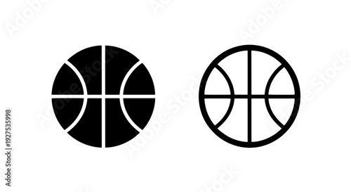 Basketball icon in solid fill and outline styles for sports and games
