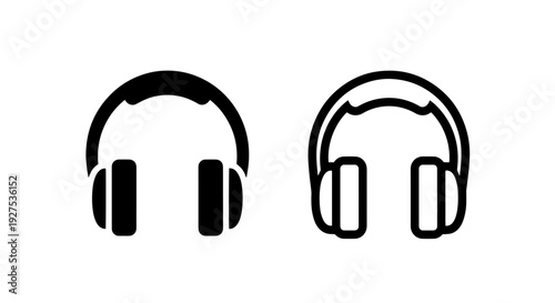 Two headphone icons, one filled and one outlined, representing modern audio technology