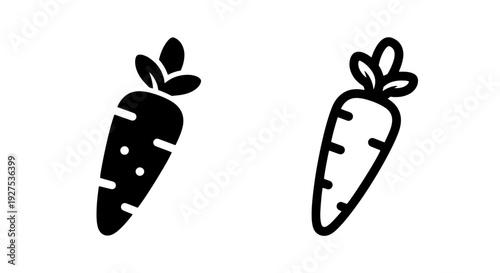 Simple black and white icons of carrots, representing healthy eating and organic food.