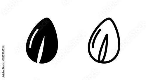 Seed icons: solid black and outline vector illustration for agriculture
