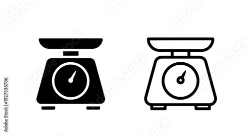 Vector Icons: Black and White Kitchen Scale for Measuring Ingredients