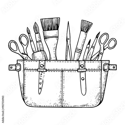Painter Tools in Leather Pouch