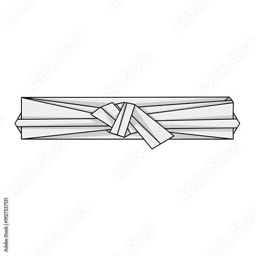 Elegant obi belt with intricate knot design isolated on a crisp white background, showcasing traditional Japanese style and craftsmanship