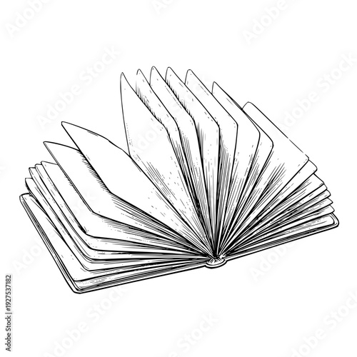 Open Book with Pages Fanned Out Isolated on White Background