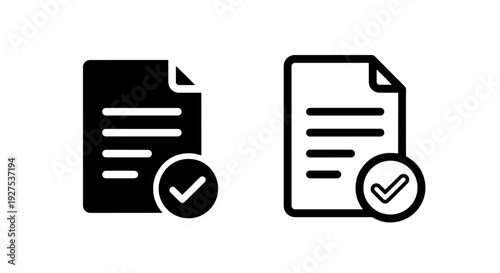 Approved document or completed file with check mark icon for tasks and agreements.