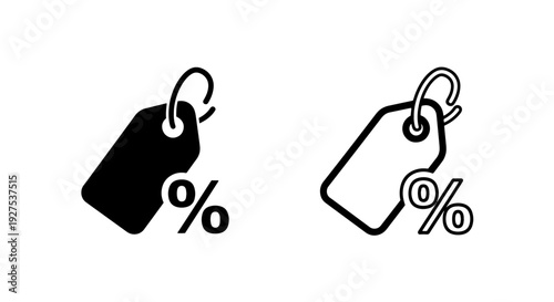 Black and White Percentage Discount Price Tag Icon for Sales and Retail Promotions
