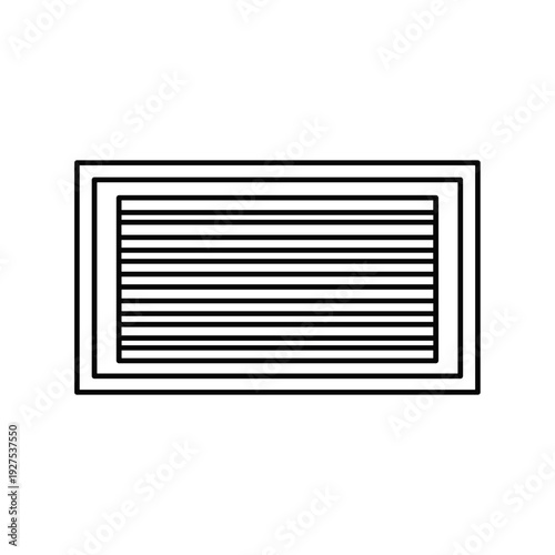 Rectangular vent panel with horizontal slats isolated on a clean white background, showcasing minimalist design and simplicity