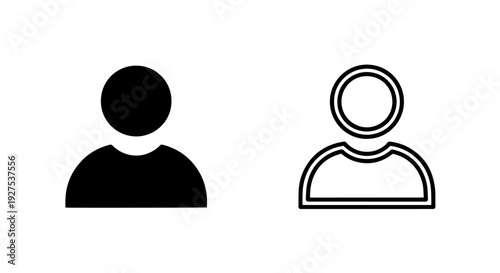 Black and White User Profile Icon for Account Login and Human Interface Applications