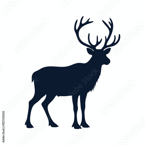 Elegant Silhouette of a Stag with Large Antlers in Nature