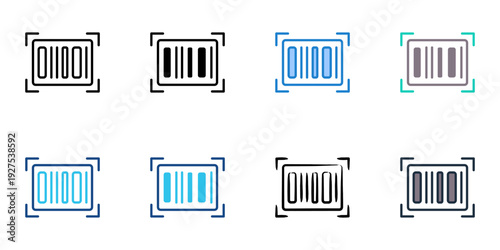 Barcode icons set multiple style collection. Editable stroke 
