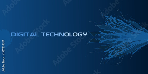 Abstract digital technology concept with flowing blue energy burst