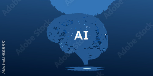 Artificial intelligence concept a brain shape formed from digital elements