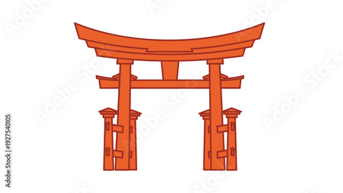 An illustrative representation of a traditional Japanese Torii gate, symbolizing passage and sacred spaces, rendered in a clean, modern orange graphic style