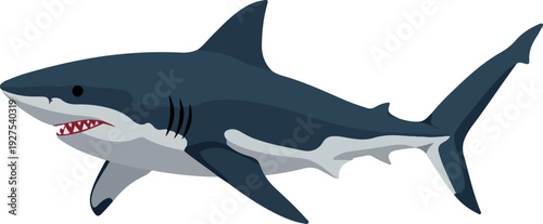 Pixel Art Great White Shark Isolated Ocean Predator Vector Illustration