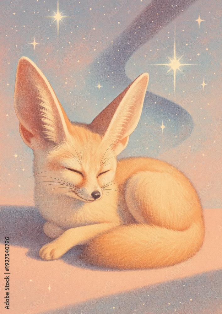 Fototapeta premium Dreamy fennec fox starlit.