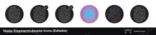 Vector Fingerprint Access Icons Editable