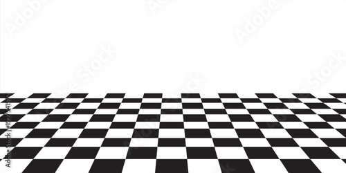 Floor in perspective with checkerboard texture. Empty chess board. Vector illustration.