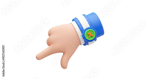3D Cartoon Hand with Pointer and Button Watch