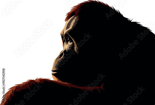 Pixel Art Orangutan Portrait Dark Fur White Background Detailed Close Up