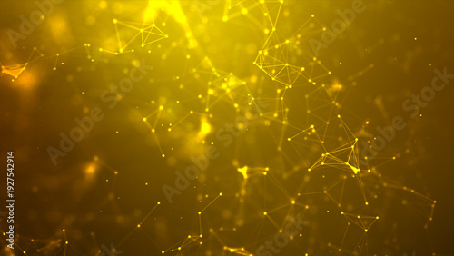 Abstract background Dot and connect line for cyber technology futuristic and network connection concept with dark and grain processed wide screen ratio