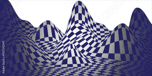 Distortion of checker ground in a curved floor (3D Rendering)