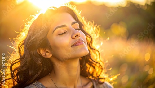 Woman Enjoying Peaceful Moment in Nature.