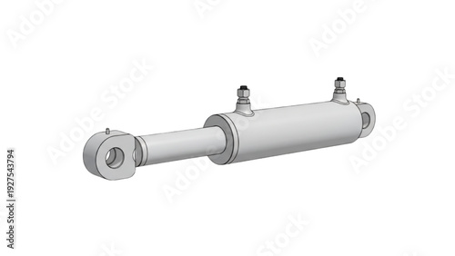 Professional CAD technical drawing of a heavy duty hydraulic cylinder with specifications