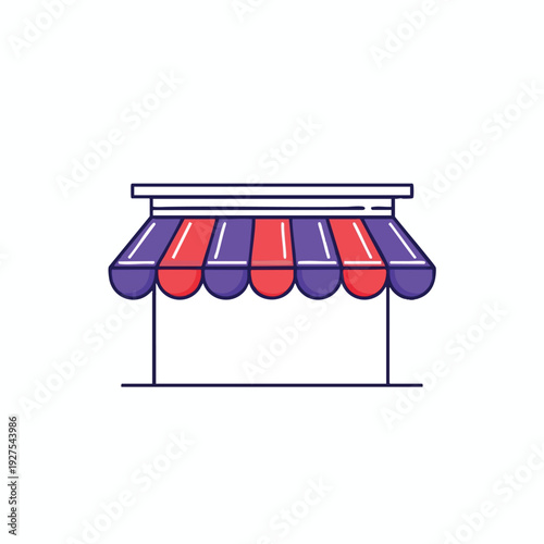 Modern Market Stall with Colorful Awning for Retail or Food Business