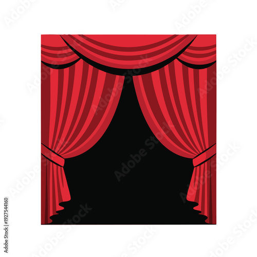 Elegant Red Theater Curtain Closed Stage Background for Performances and Events