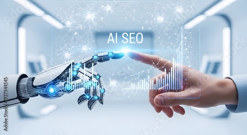 Artificial Intelligence Concept of Human and AI Collaboration for Digital Marketing SEO Growth