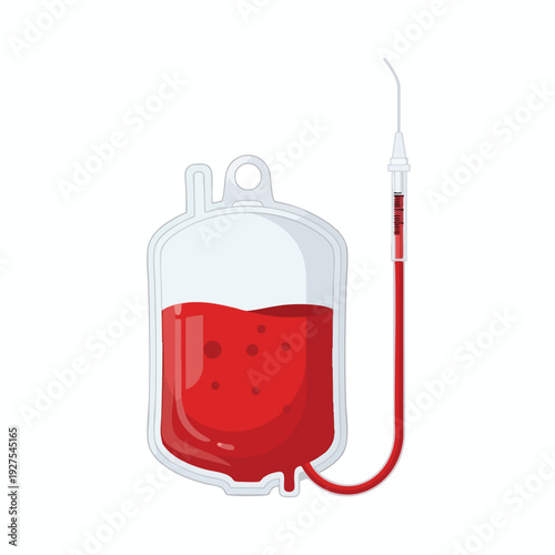 Medical Blood Donation Bag with Red Blood Cells and Infusion Tube