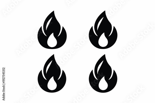set of Nitro Boost Flame silhouette vector illustration isolated on white background